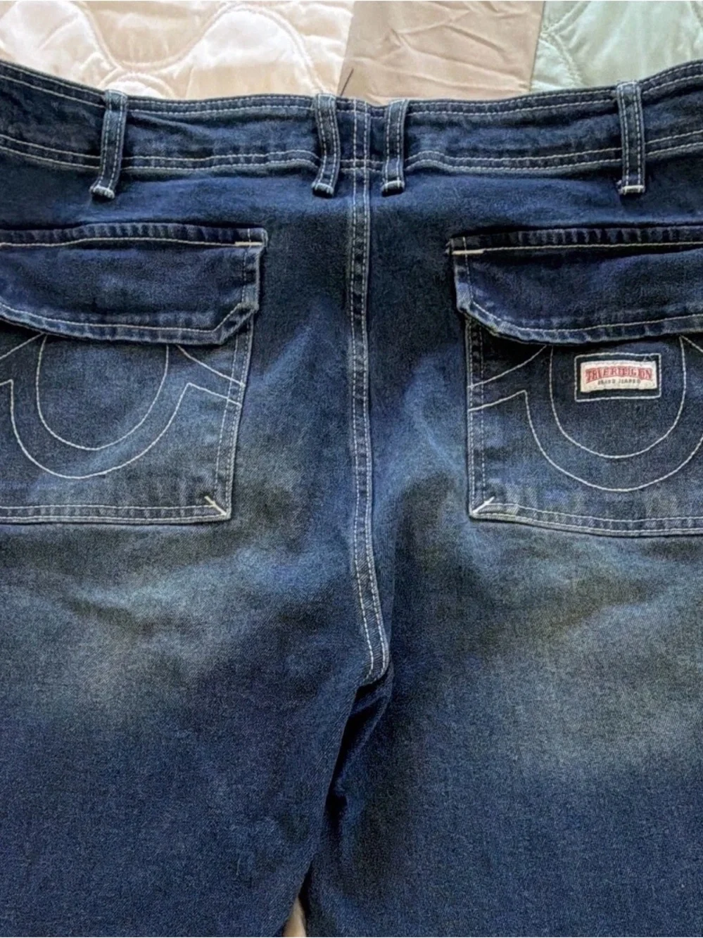 True Religion Indigo Relaxed Cargo Jeans